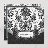 Chandelier Black Damask White Wedding Invitations Kaart (Voorkant / Achterkant)