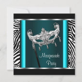 Chandelier Blauwgroen Blue Zebra Masquerade Party Kaart (Voorkant)