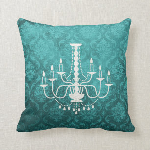  Chandelier Blauwgroen Damask Pillow Kussen