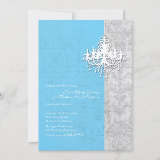 Chandelier Breeze Wedding Invitations Kaart (Voorkant)