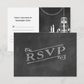 Chandelier Chalkboard RSVP Kaartje (Voorkant / Achterkant)