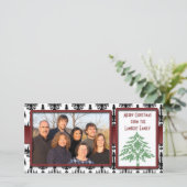 Chandelier Damask Green Damask Tree-fotokaarten Feestdagenkaart (Staand voorkant)