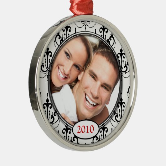 Chandelier Damask Photo-kerstversiering Metalen Ornament (Rechts)