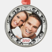 Chandelier Damask Photo-kerstversiering Metalen Ornament (Voorkant)