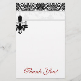 Chandelier Dank u Stationery Damask BW Briefpapier