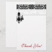 Chandelier Dank u Stationery Damask BW Briefpapier (Voorkant / Achterkant)