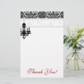 Chandelier Dank u Stationery Damask BW Briefpapier (Staand voorkant)