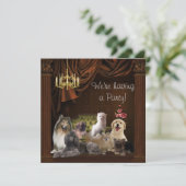 Chandelier Dogs Puppies Party Invitation Sjabloon Kaart (Staand voorkant)