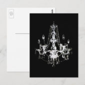 Chandelier Elegance ~ Briefkaart Black White Fun (Voorkant / Achterkant)