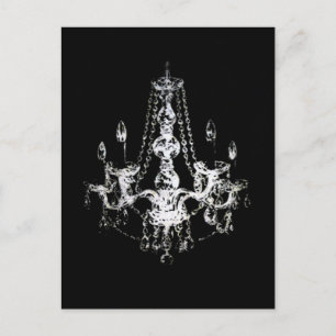 Chandelier Elegance ~ Briefkaart Black White Fun