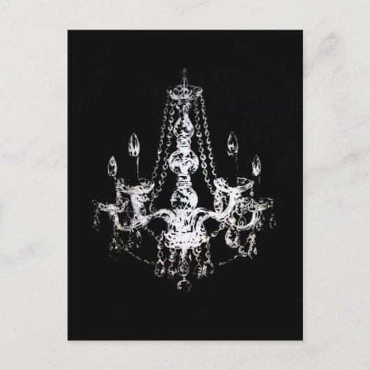 Chandelier Elegance ~ Briefkaart Black White Fun (Voorkant)