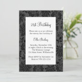 Chandelier en Damask Birthday Invitation Kaart (Staand voorkant)