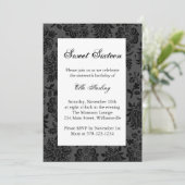Chandelier en Damask Birthday Invitation Kaart (Staand voorkant)