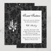 Chandelier en Damask Birthday Invitation Kaart (Voorkant / Achterkant)