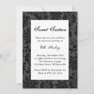 Chandelier en Damask Birthday Invitation Kaart