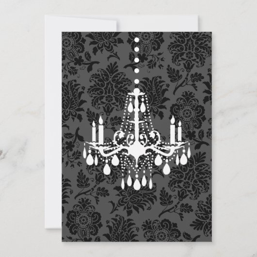 Chandelier en Damask Birthday Invitation Kaart (Achterkant)