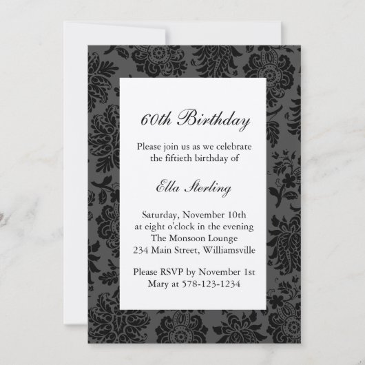 Chandelier en Damask Birthday Invite op champagne Kaart (Voorkant)
