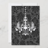 Chandelier en Damask Birthday Invite op champagne Kaart (Achterkant)