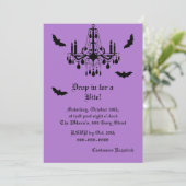 Chandelier en Damask Halloween Invitation Kaart (Staand voorkant)