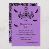 Chandelier en Damask Halloween Invitation Kaart (Voorkant / Achterkant)