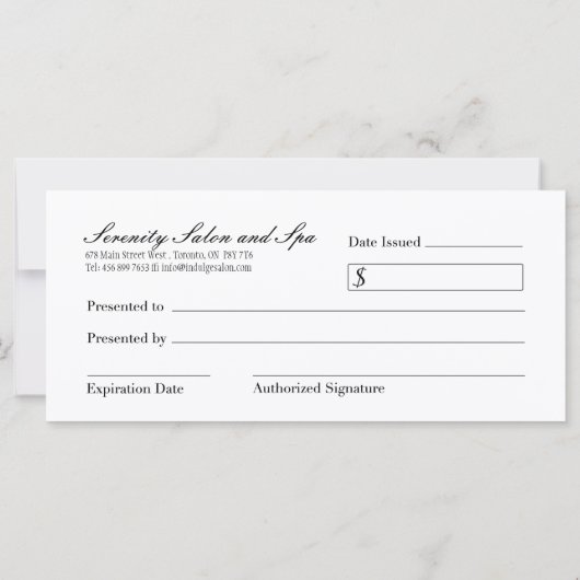 CHANDELIER GIFT-CERTIFICAAT (Achterkant)