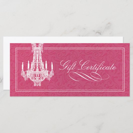 CHANDELIER GIFT-CERTIFICAAT (Voorkant / Achterkant)