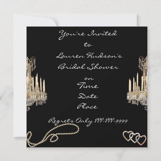 CHANDELIER GLAMOR Bridal Shower-INVITATIES Kaart (Achterkant)