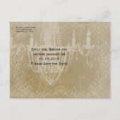 Chandelier Gold Black en White Distress Damask Aankondigingskaart (Achterkant)