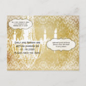Chandelier Gold Black en White Distress Damask Aankondigingskaart (Achterkant)