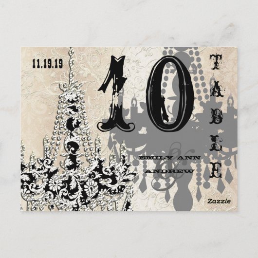 Chandelier Gold Silver Playbill Table Number Kaart (Achterkant)