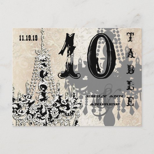 Chandelier Gold Silver Playbill Table Number Kaart (Voorkant)