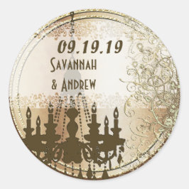 Chandelier Gold Wedding Seal Ronde Sticker