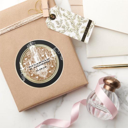 Chandelier Gold Wedding Seal Ronde Sticker (Geschenken)