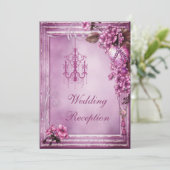 Chandelier Heart & Flowers Lijst Wedding Reception Kaart (Staand voorkant)