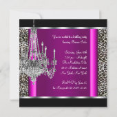 Chandelier Hot Pink Leopard Verjaardagsfeest Kaart (Achterkant)