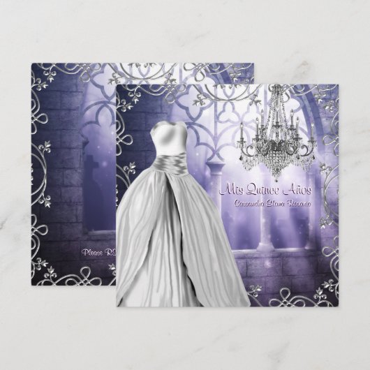 Chandelier Lavendel Paarse Quinceanera Kaart (Voorkant / Achterkant)