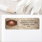 Chandelier Lijst Cupcake Pink en Brown Damask Etiket (Insitu)