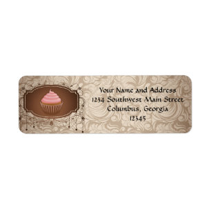 Chandelier Lijst Cupcake Pink en Brown Damask Etiket