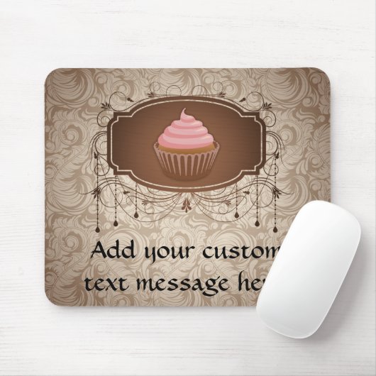 Chandelier Lijst Cupcake Pink en Brown Damask Muismat (Met muis)