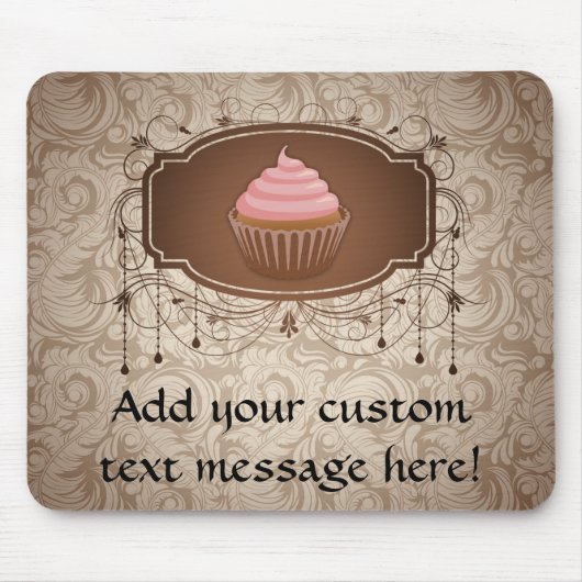 Chandelier Lijst Cupcake Pink en Brown Damask Muismat (Voorkant)