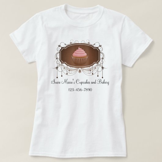 Chandelier Lijst Cupcake Pink en Brown Damask T-shirt (Design voorkant)