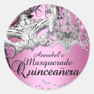 Chandelier Masquerade Roze Quinceanera Sticker