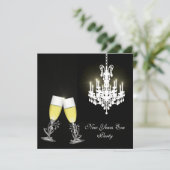 Chandelier New Years Eve Party Uitnodiging (Staand voorkant)