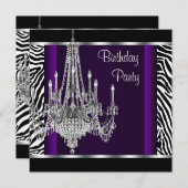 Chandelier Paarse Zebra verjaardagsfeestje Kaart (Voorkant / Achterkant)