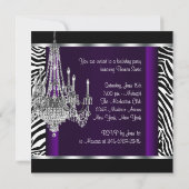 Chandelier Paarse Zebra verjaardagsfeestje Kaart (Achterkant)