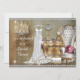 CHANDELIER & PEARLS BRIDAL SHOWER INVITATION KAART