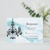 Chandelier RSVP op Turquoise Marble Kaartje (Staand voorkant)