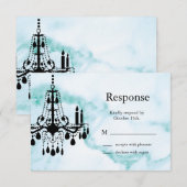 Chandelier RSVP op Turquoise Marble Kaartje (Voorkant / Achterkant)
