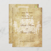 CHANDELIER SAVE the DATE/ FAUX PERKAMENT Aankondigingskaart (Voorkant / Achterkant)