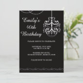 Chandelier Uitnodiging Volwassen Verjaardagsfeest  (Staand voorkant)